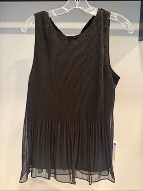 Kensie Black Pleated Sleeveless Chiffon Top
